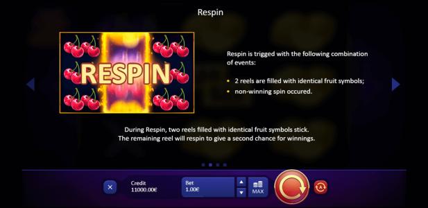 Super Burning Wins Respin Slot Machine Re-Spins Bonus Screen