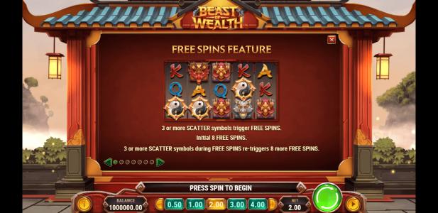 Beast of Wealth Slot Machine Free Spins Bonus Screen
