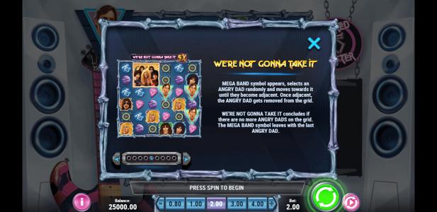 Twisted Sister Slot Machine We're Not Gonna Take It Feature Screen