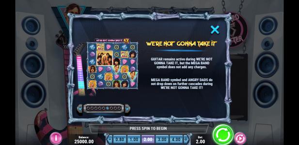 Twisted Sister Slot Machine We're Not Gonna Take It Feature Screen