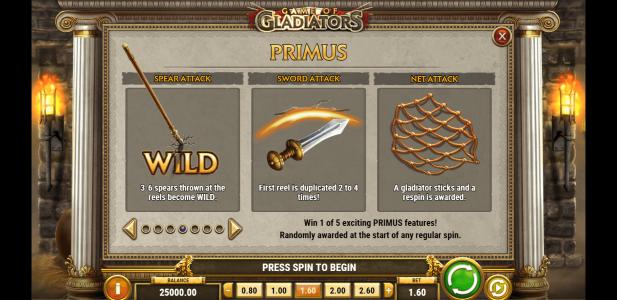 Game of Gladiators Slot Machine Wild Symbol Screen