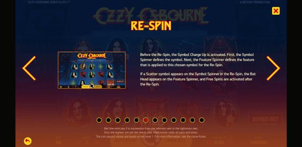 Ozzy Osbourne Slot Machine Re-Spins Bonus Screen
