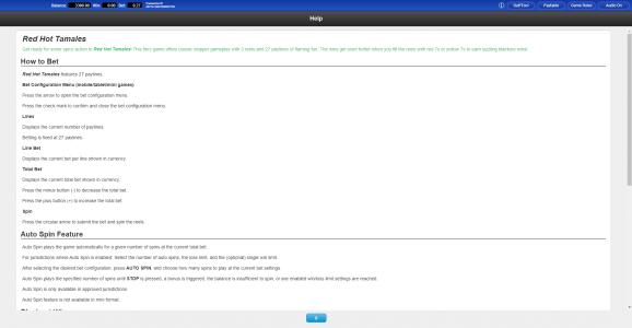 Red Hot Tamales Slot Machine Game Rules Screen