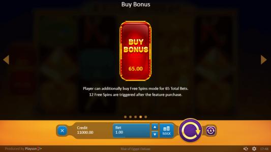Rise of Egypt Deluxe Slot Machine Bonus Game Screen