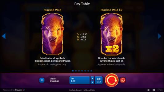 Buffalo Power Hold and Win Slot Machine Wild Symbol Screen