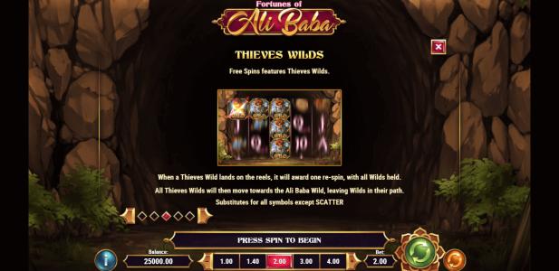 Fortunes of Alibaba Slot Machine Wild Symbol Screen