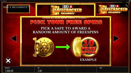 Bar X Safecracker Megaways Slot Machine Free Spins Bonus Screen