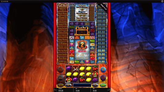 Genie Jackpots Cave of Wonders Slot Machine Paytable Screen
