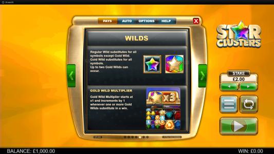 Star Clusters Megaclusters Slot Machine Wild Symbol Screen