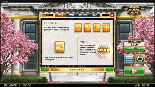 Royal Mint Megaways Slot Machine Scatter Awards and Wild Symbol Screen