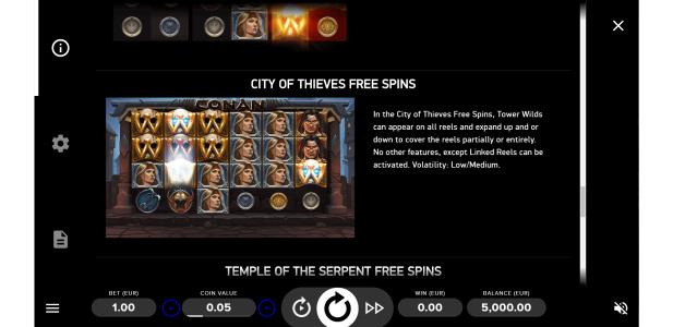 Conan Slot Machine Free Spins Bonus Screen