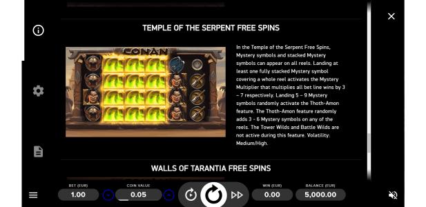 Conan Slot Machine Free Spins Bonus Screen