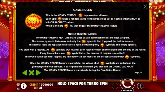 Golden Pig Slot Machine Game Rules Screen