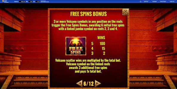 Cash Eruption Slot Machine Free Spins Bonus Screen