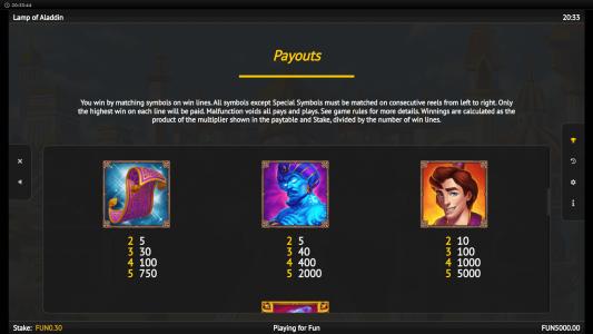 Lamp of Aladdin Slot Machine Wild Symbol Screen