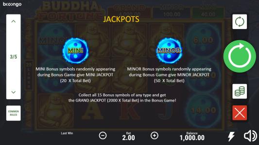 Buddha Fortune Hold and Win Slot Machine Jackpots Screen