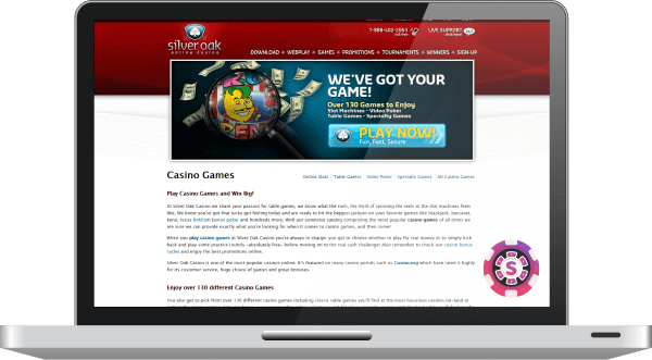 silver oak casino games