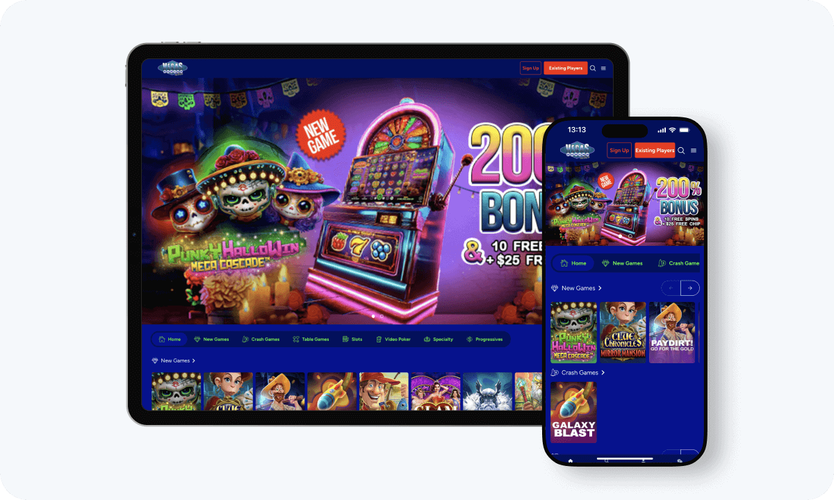 Vegas Online Casino Vegas Online Casino interface displayed on a tablet and smartphone