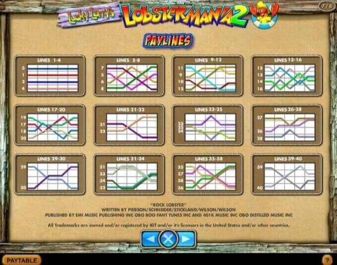 Lucky Larrys Lobstermania 2 slot Paylines