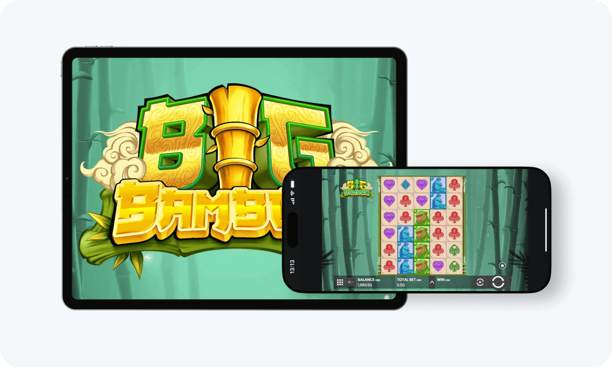 Big Bamboo slot interface and logo on tablet and smartphone