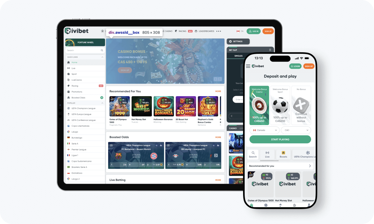 Ivibet Casino Ivibet Casino interface displayed on a tablet and smartphone