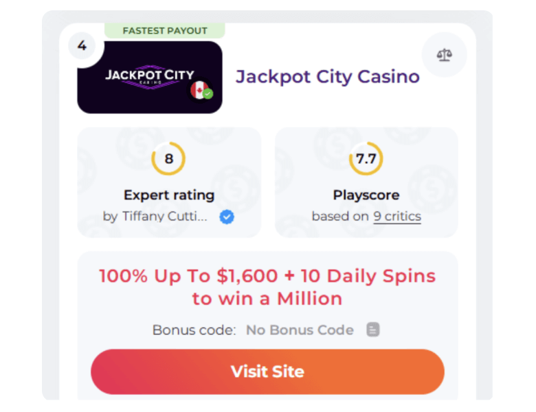 Select Jackpot City Casino App