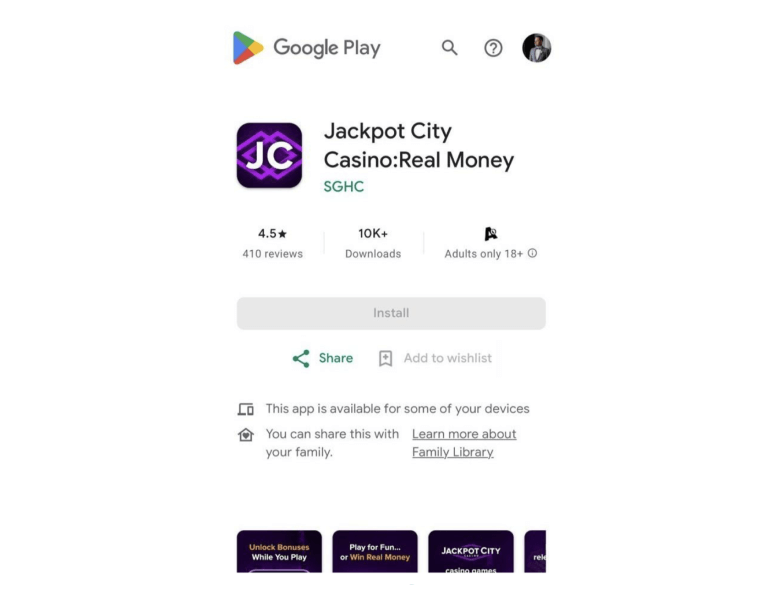app Jackpot City Casino: Real Money download from Google Play
