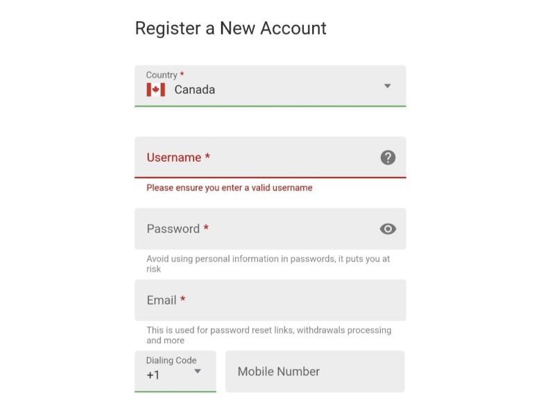 Register a new account at Jackpot City Casino app