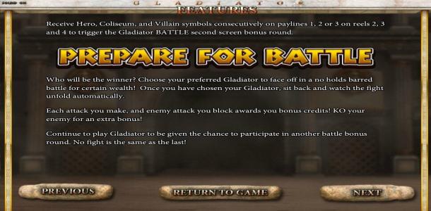 Gladiator Slot Machine Free Spins Bonus Screen