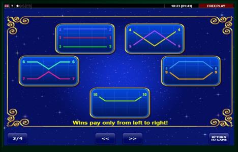 Lucky Zodiac Slot Machine Paylines Screen