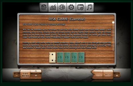 Geisha Slot Machine Risk Game Screen