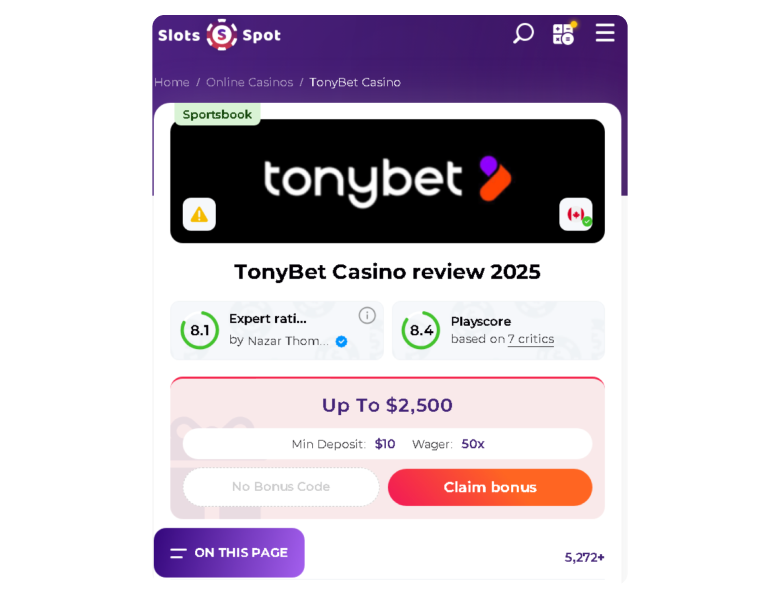 Screenshot of MiFinity Casino Claim Bonus Button