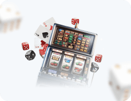 Image of slot machine and table games symbols with low hous edge