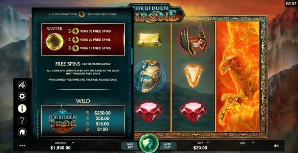 Forbidden Throne Slot Machine Free Spins and Wild Symbo Screen
