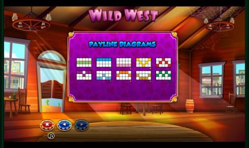 Wild West Slot Machine Paylines Screen