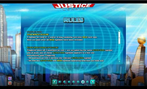 Justice Slot Machine League Rules Screen