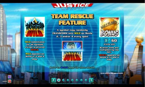 Justice League Slot Machine Bonus and Wild Symbol Screen