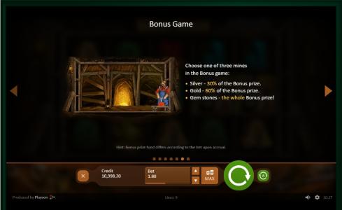 Gold Rush Slot Machine Bonus Game Screen