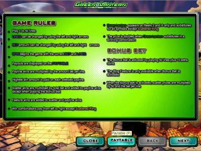 Green Lantern Slot Machin Game Rules Screen