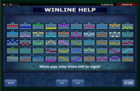 Vampires Slot Machine Paylines Screen