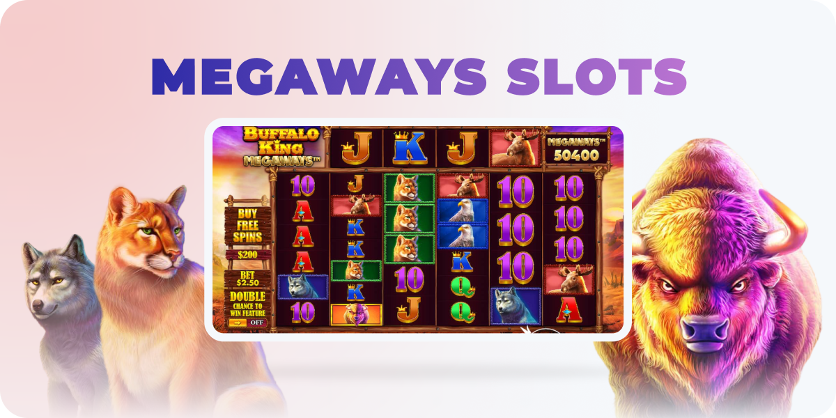 Image of the Megaways slot on a tablet with animals that appear in this slot