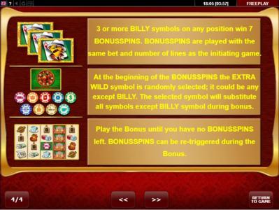 Billyonaire Slot Machine Free Spins Bonus Screen
