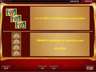 Billyonaire Slot Machine Scatter Awards and Wild Symbol Screen