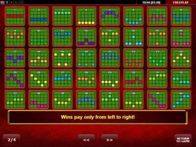 Billyonaire Slot Machine Paylines Screen