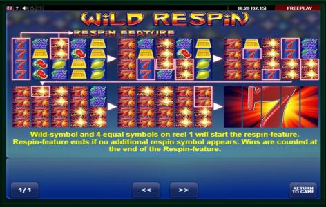 Wild Respin Slot Machine Wild Symbol Screen