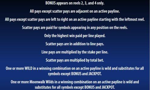 Michael Jackson King of Pop Slot Machine Bonus and Payline Information Screen