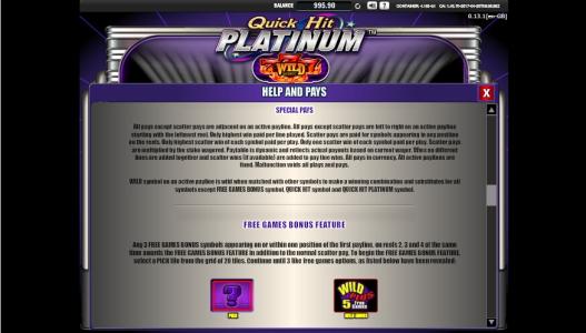 Quick Hit Platinum Slot Machine Free Spins Bonus Screen