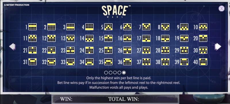 Space Wars Paylines