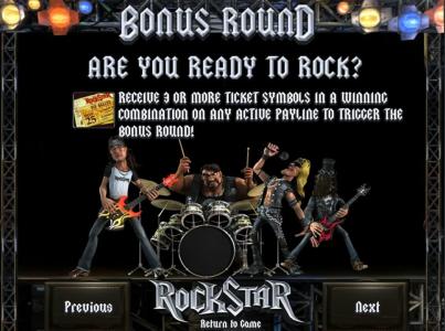 Rock Star Slot Machine Bonus Round Screen