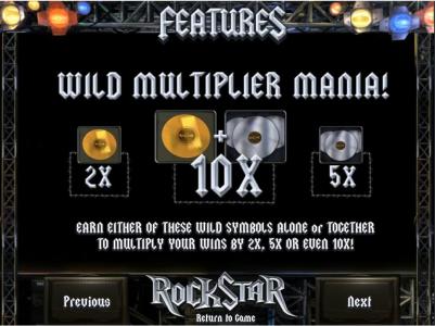Rock Star Slot Machine Wild Multiplier Mania Screen
